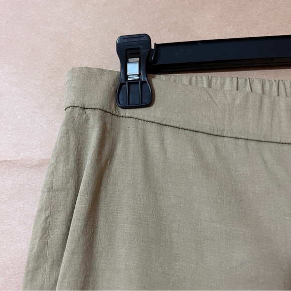 Theory | Linen Basic Pull-on Pants Eco Crunch Wash High Rise Beige Clay Size 6 - Picture 4 of 11